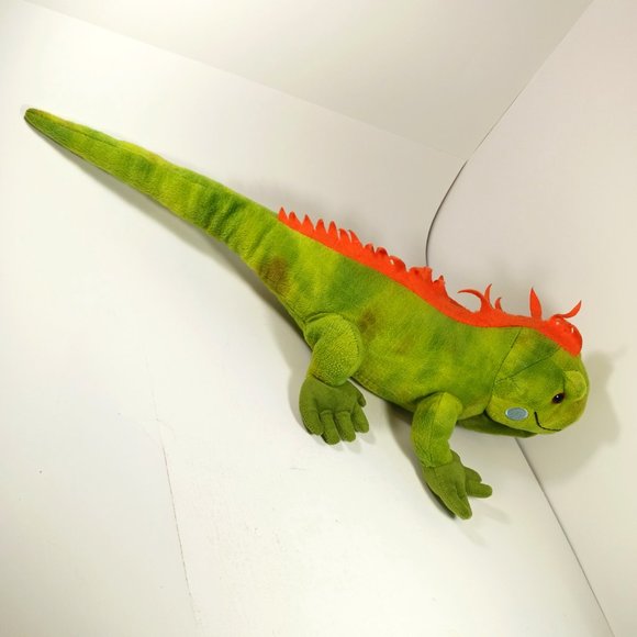 Wild Republic Iguana Lizard Stuffed Animal Plush Green Orange Realistic 23" - Picture 10 of 14